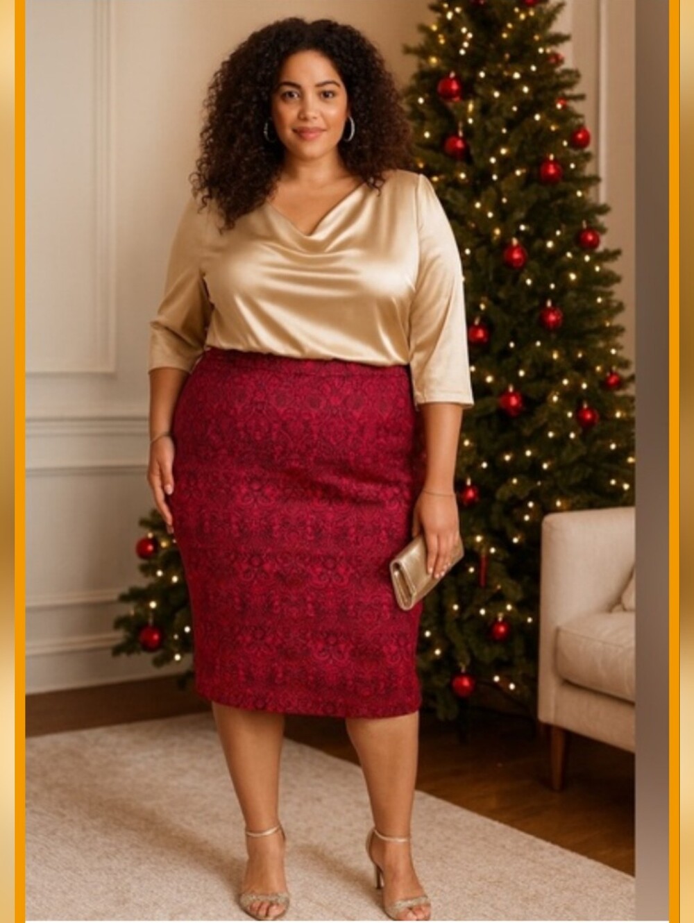 NWT Red/Black Jacquard Pencil Skirt, Size 22W